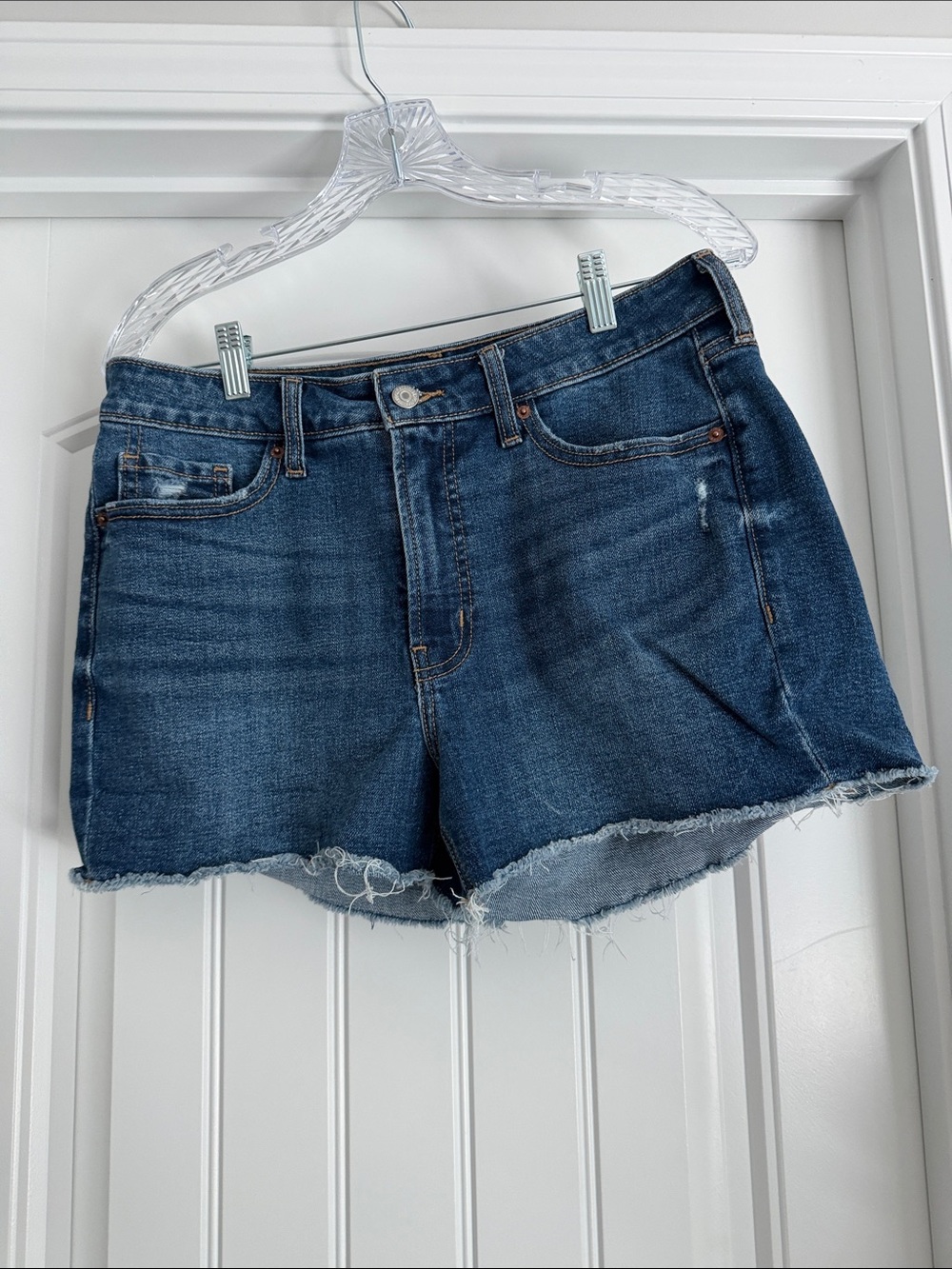 Old Navy Dark Blue Denim Frayed Hem Shorts